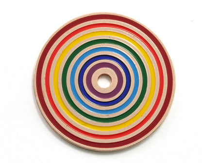 Circle round stripe carved 40mm (4mm middle hole) Rainbow painted rosegold plated brass pendant earring necklace 2108