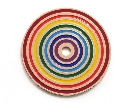 Circle round stripe carved 40mm (4mm middle hole) Rainbow painted rosegold plated brass pendant earring necklace 2108