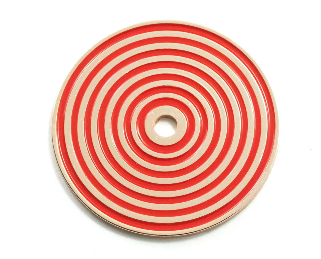 Circle round stripe carved 40mm 1.6mm (4mm middle hole) Orange painted rosegold plated brass pendant earring necklace 2108