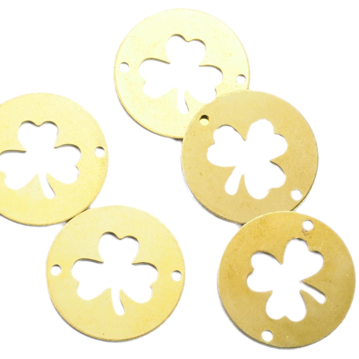 Clover 3 Leaf connector 23mm raw brass circle, thickness : 1mm (1.63mm 14 gauge) , 751-230