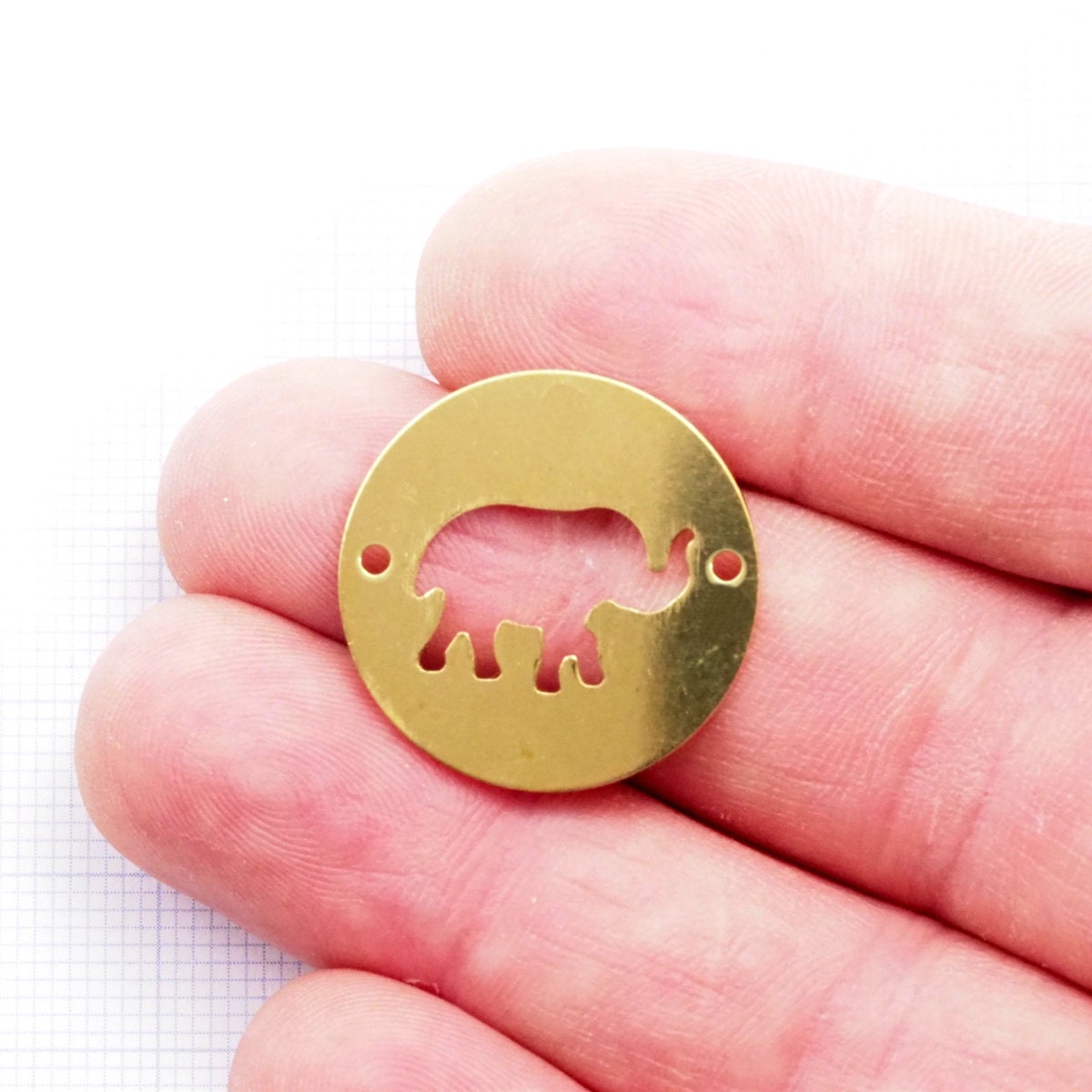 Elephant Connector 23mm raw brass circle , thickness : 1mm 18 gauge , 1989R-245