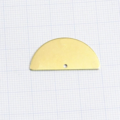 brass semi circle blanks half moon shape 1 hole Bottom 30x15x0.8mm raw pendant (1.63mm 14 gauge hole) SCS 2001-235