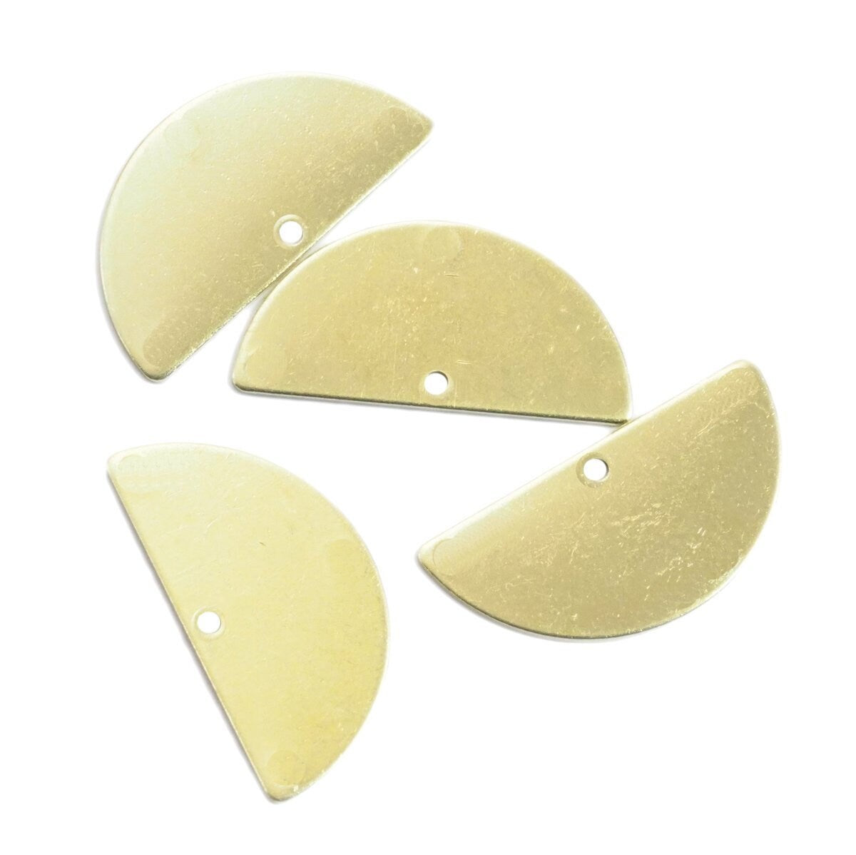 brass semi circle blanks half moon shape 1 hole Bottom 30x15x0.8mm raw pendant (1.63mm 14 gauge hole) SCS 2001-235