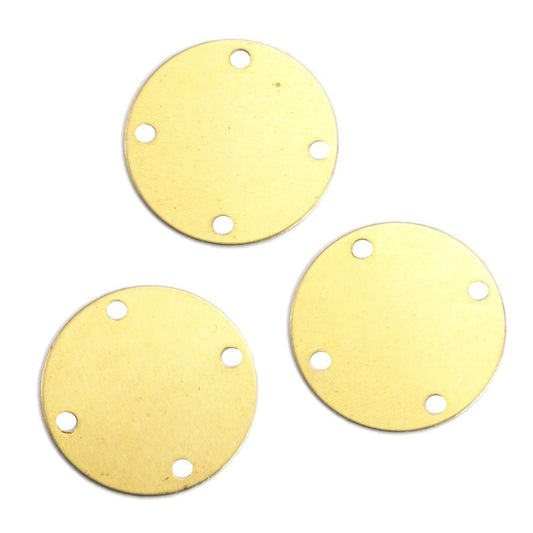 Raw brass 16mm Circle tag 4 hole connector charms ,findings 67R-75