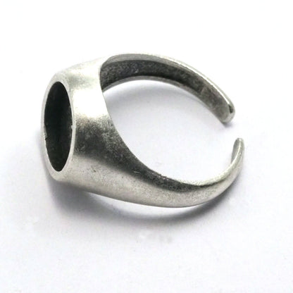 Signet Ring Adjustable ring size 7.5US Antique Silver plated Brass with 10mm base setting 1613-380