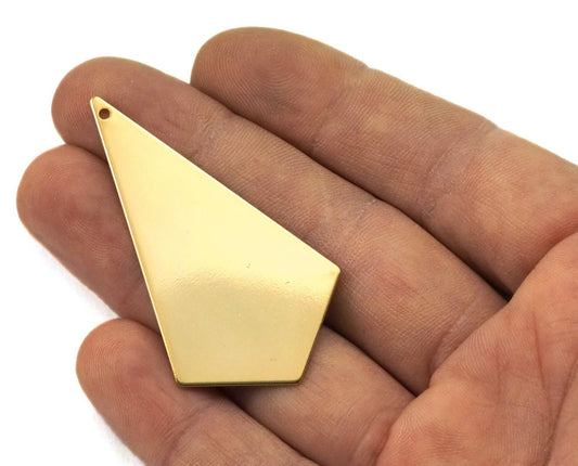Kite shape quadrilateral 1 hole Gold plated brass 54x29.5x0.9mm stamping blank tag pendant necklace earring OZ3675-600