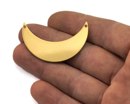 Crescent Moon 2 hole Connector tag 44mm (0.9mm thickness) (1.63mm hole)gold plated brass pendant Findings Charms 2097-435