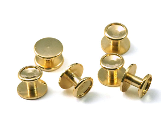 cufflink Studs, Shirt Collar Tuxedo Stud, 10x7.3mm Gold plated Brass with 6mm setting 1702