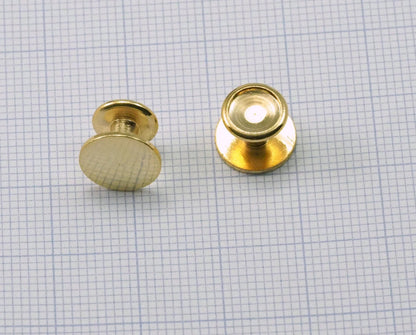 cufflink Studs, Shirt Collar Tuxedo Stud, 10x7.3mm Gold plated Brass with 6mm setting 1702