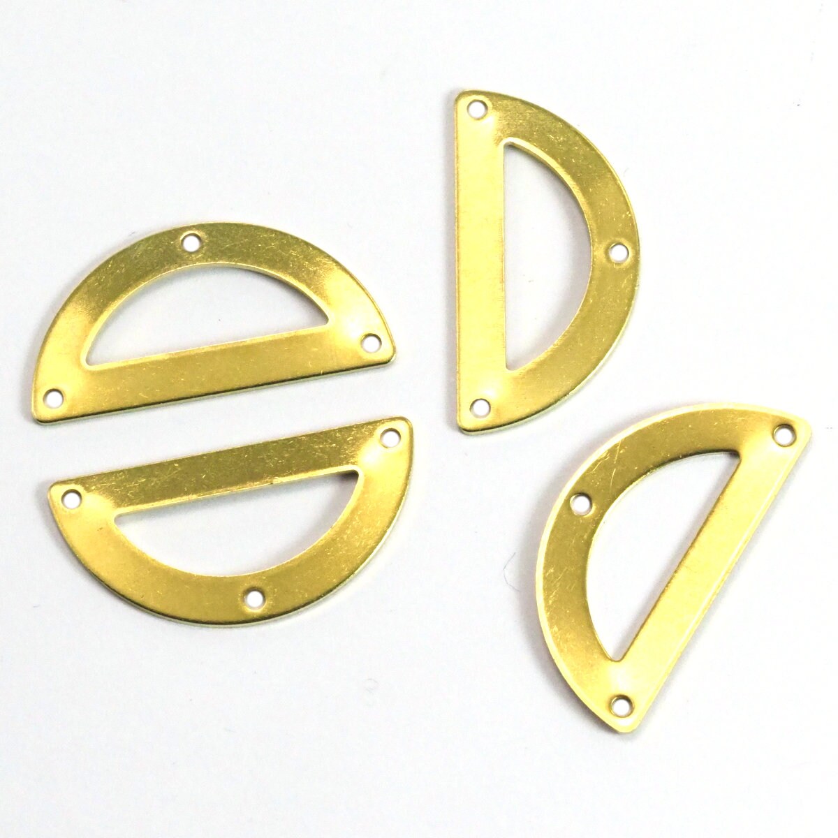 Raw brass semi circle 30x15mm 0.8mm thickness 3 hole blanks half moon shape pendant (1.63mm 14 gauge hole) SCS 2016-170