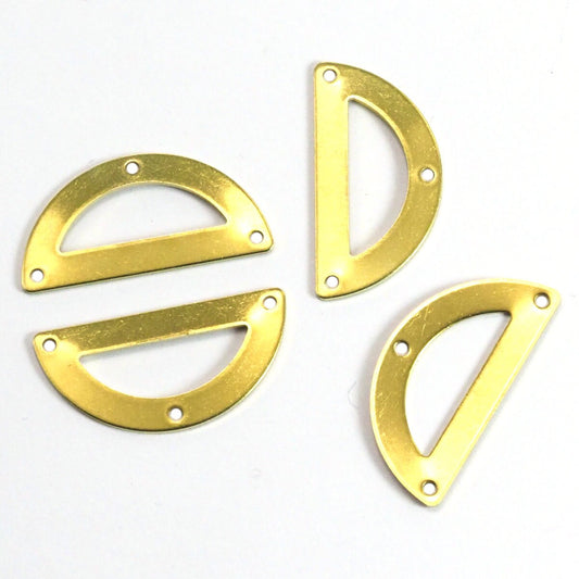 Raw brass semi circle 30x15mm 0.8mm thickness 3 hole blanks half moon shape pendant (1.63mm 14 gauge hole) SCS 2016-170