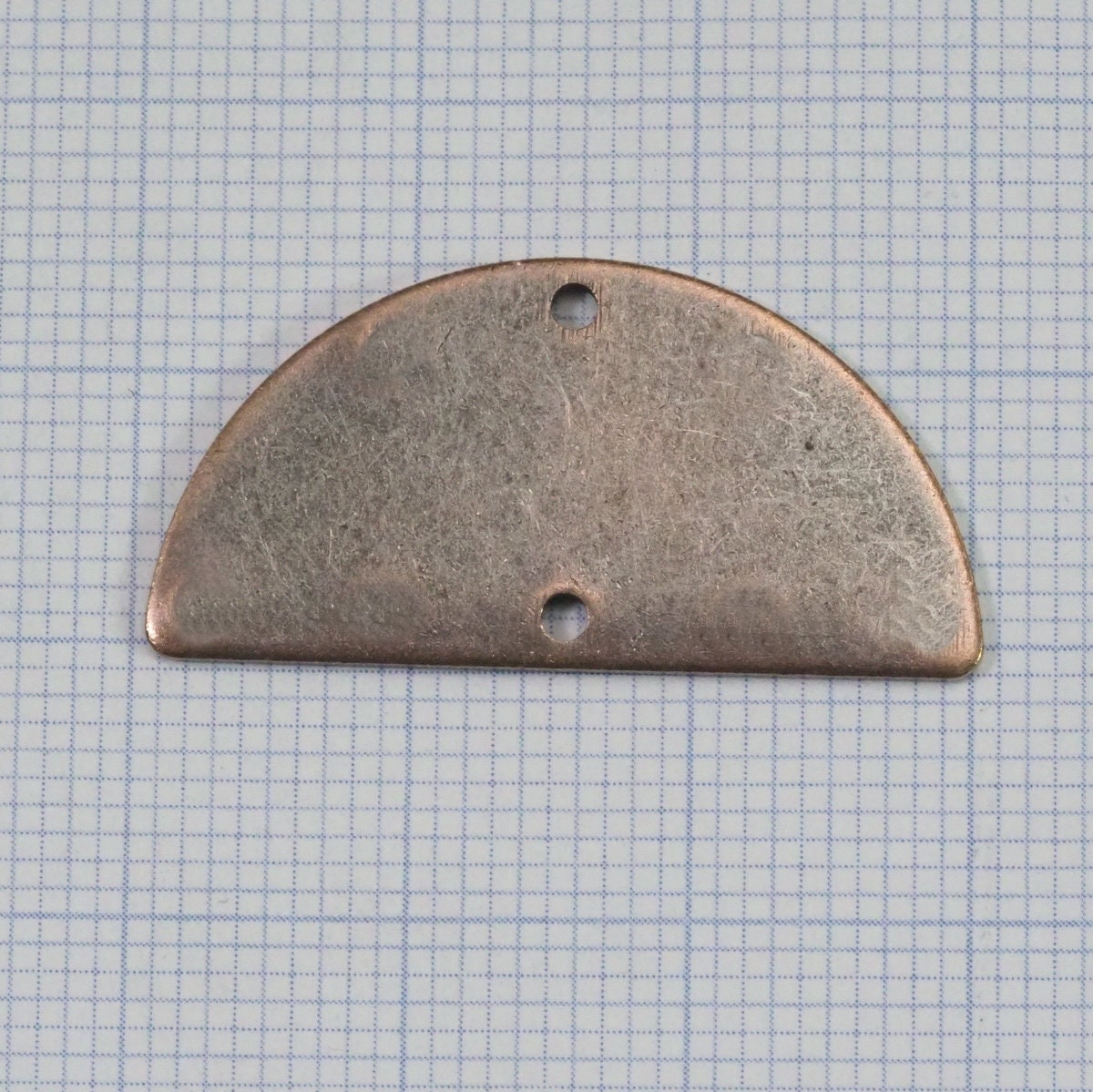 Semi Circle Blanks Half Moon Shape Copper Plated Brass 2 hole 30x15x0.8mm Pendant (1.63mm 14 gauge hole) SCS 2000-235