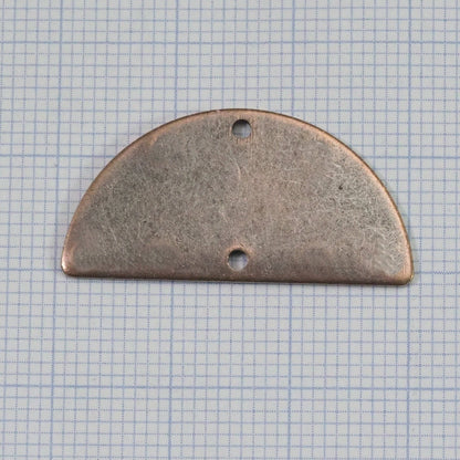 Semi Circle Blanks Half Moon Shape Copper Plated Brass 2 hole 30x15x0.8mm Pendant (1.63mm 14 gauge hole) SCS 2000-235