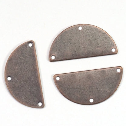 Semi Circle Blanks Copper Plated Brass Half Moon Shape 3 hole 30x15x0.8mm pendant (1.63mm 14 gauge hole) SCS 2000-235