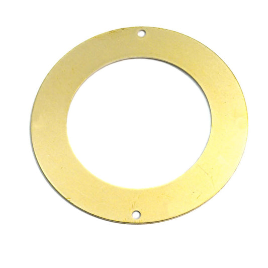 Raw Brass 60mm Circle tag 2 hole connector Charms ,Findings 2023-1100