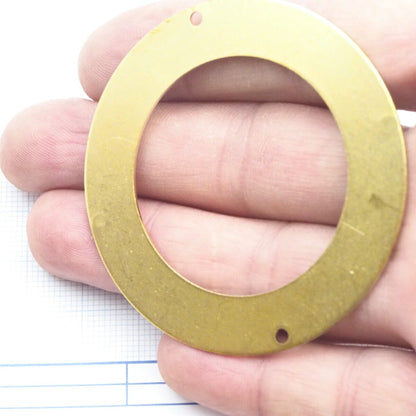 Raw Brass 60mm Circle tag 2 hole connector Charms ,Findings 2023-1100