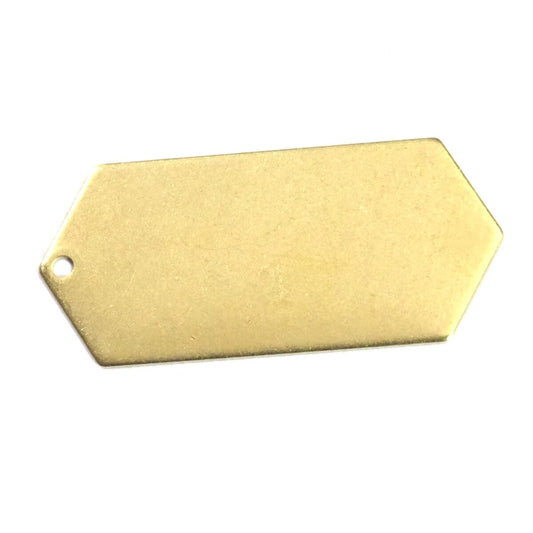 raw brass elongated hexagon shape 35.5x16mm 0.8 Thickness stamping blank 1 hole tag pendant 2024-350