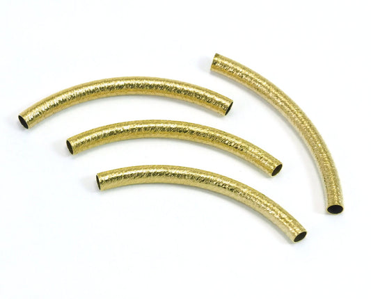 Raw Brass Textured Curved Tube 4x45mm (hole 3.5mm) 2126