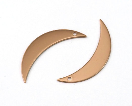 Crescent Moon one hole 35.5mm Rose Gold plated brass pendant Findings Charms 2059-150