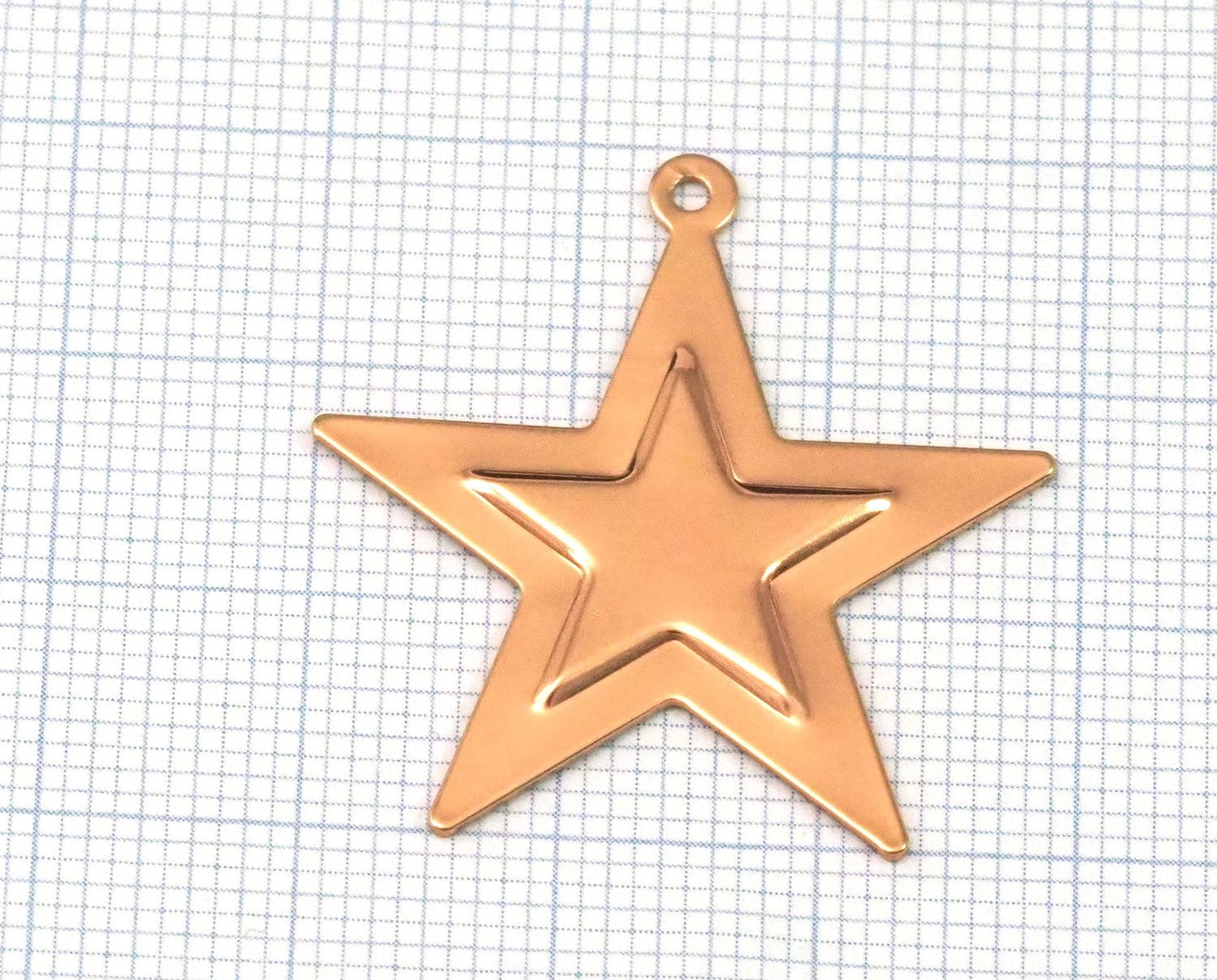 Rose Gold plated brass star embossment surface charms pendant with 1 Loop 29x30mm thickness: 0.5mm 2021-125