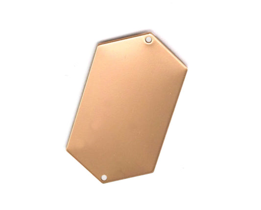 Rose Gold plated brass elongated hexagon shape 35.5x16x0.9mm stamping blank 2 hole connector pendant 2024-350