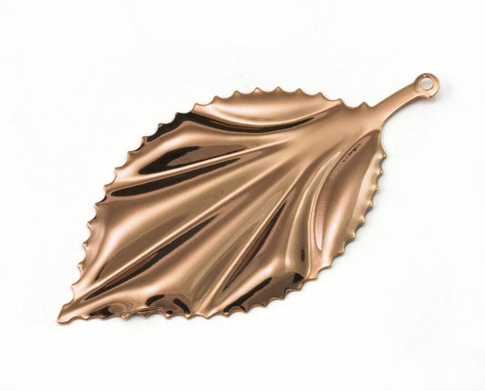 Leaf shape Rose gold plated brass 59x30mm (0.5mm thickness) 1 Loop (1.83mm hole) finding charm necklace pendant 2098-390