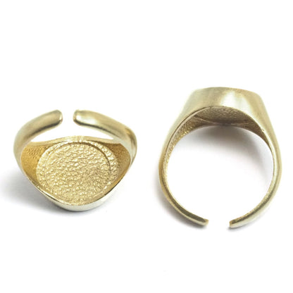 Signet Ring Adjustable ring size 7.5US Raw Brass with 10mm base setting 1613