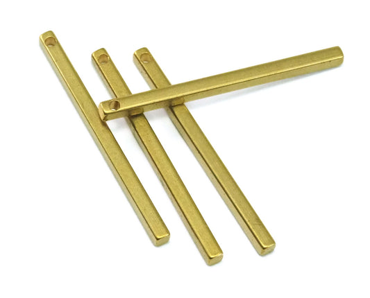 Square bar raw brass 3x45mm Hole inner: 2mm findings pendant sbl 2135