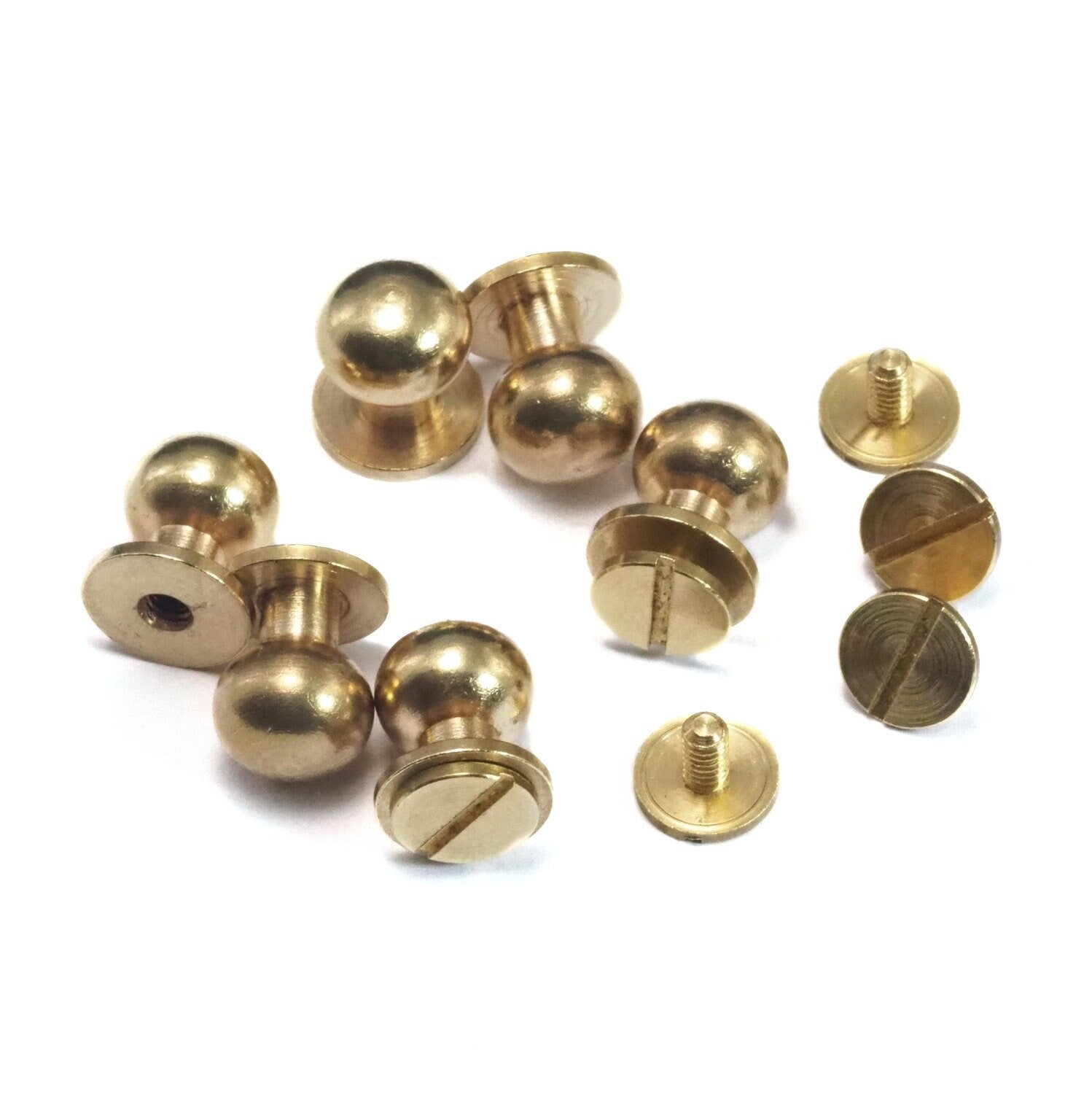 13x11mm Raw Brass Studs, with 1/8" thread hole with brass 1/8" bolt 1835