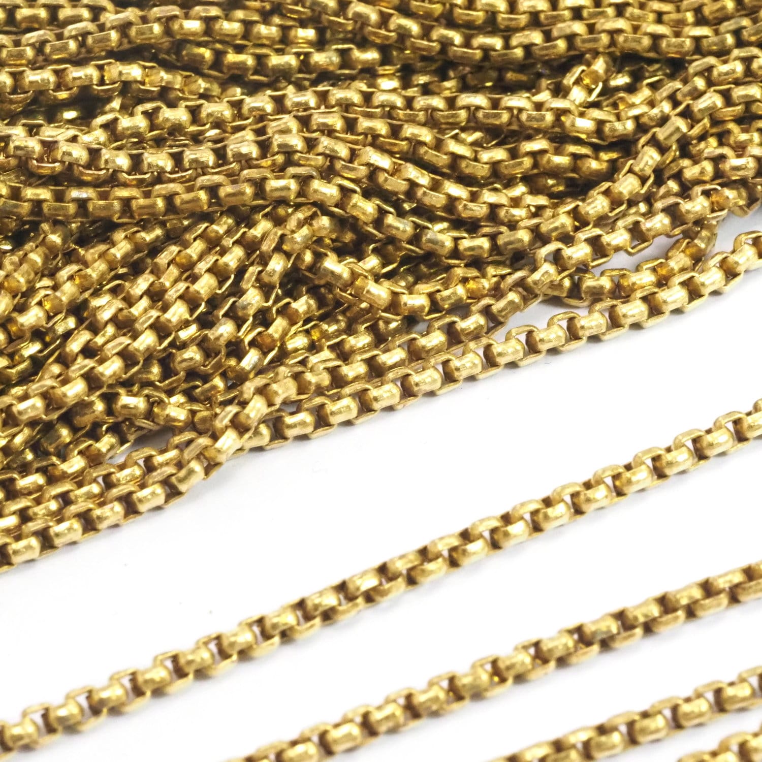 Raw Brass Box link chain 3mm width (3mm Box size) Z002