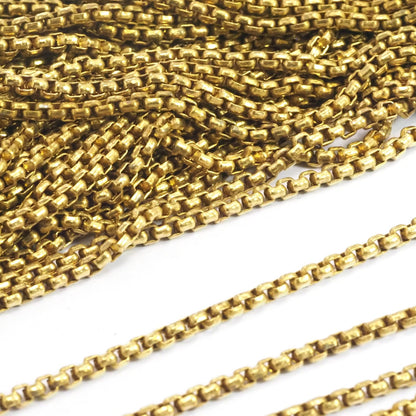 Raw Brass Box link chain 3mm width (3mm Box size) Z002