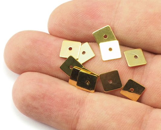 7mm Gold plated brass square tag charms , findings 552-25