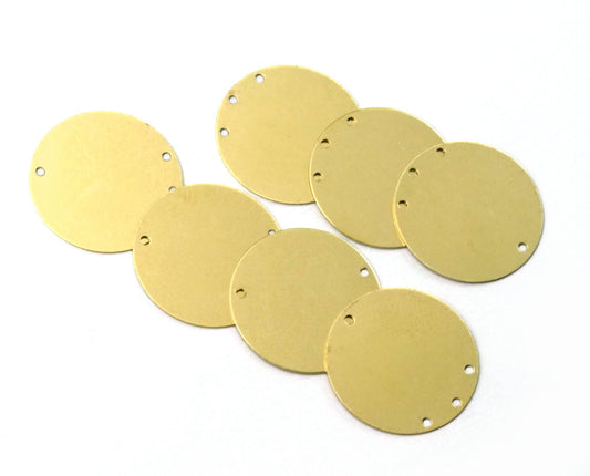 circle tag 25mm 4 hole (1.5mm holes) thickness 0.5mm raw brass charms findings pendants stamping 1587-190