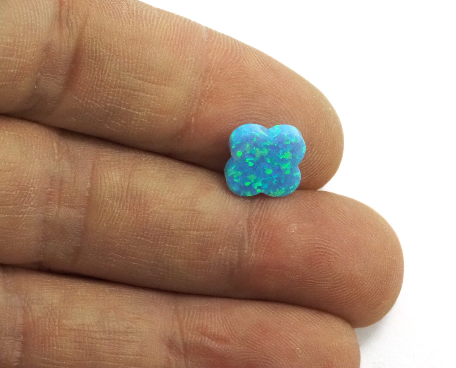 Opal quatrefoil 12mm 2.5mm thickness 20 gauge hole Lab Created Opal Synthetic 1493 OPSY