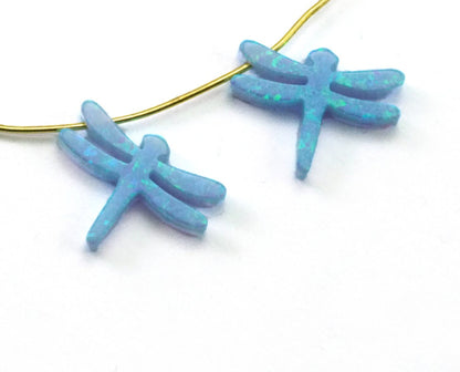 Opal Dragonfly Top Drilled Pendant charms 13mm 2.5mm thickness 20 gauge hole Lab Created Opal Synthetic Pendant 1493 OPSY