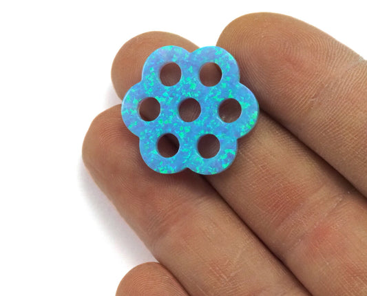 Opal Daisy 23mm 2.5mm thickness 3 holes 20 gauge holes Lab Created Opal Synthetic Pendant 1493 OPSY