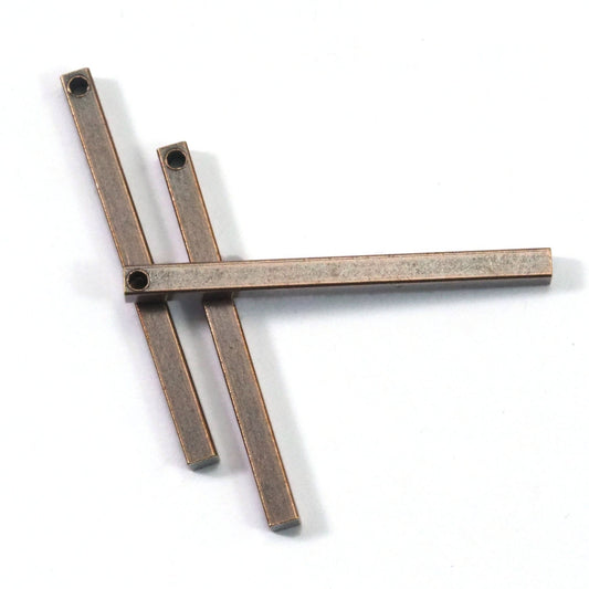 Copper plated brass bar 5x60mm 3/16"x2,36" square stamping bar finding square rod (2mm 5/64" 12 gauge hole ) sbl560-1094