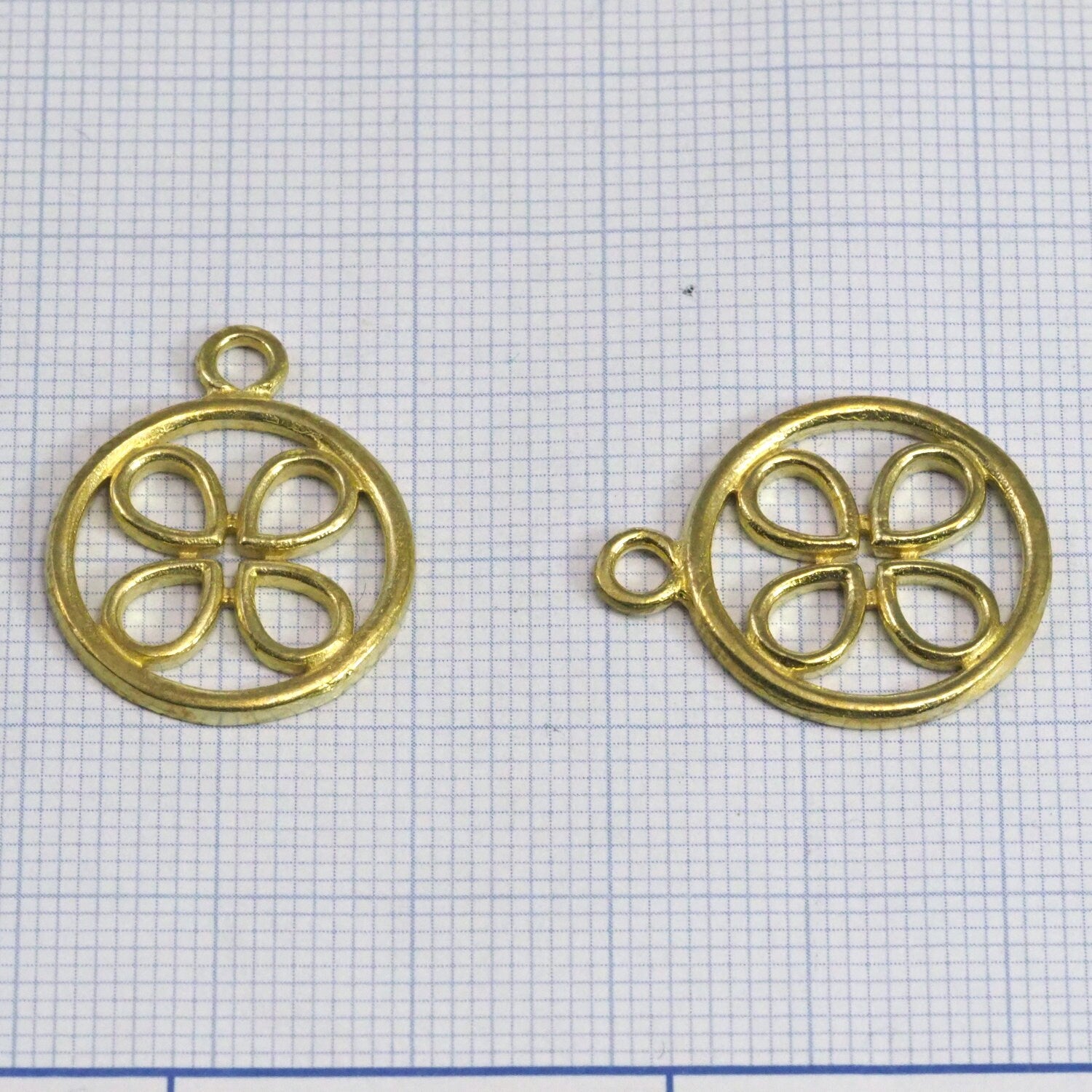 Four Leaf Clover with loop 24x19mm 1.6mm thickness Raw brass pendant necklace earrings 2041-200