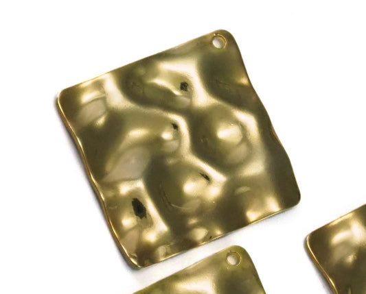 square tag cambered 1 hole 26x25mm thickness 0.9mm Gold plated brass charms findings pendants earring stamping 2075