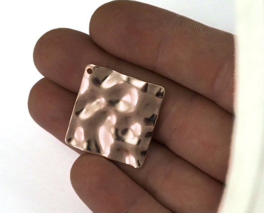 square tag cambered 1 hole 26x25mm thickness 0.9mm Rose Gold plated brass charms findings pendants earring stamping 2075