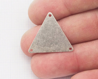 22x25mm Antique silver plated brass equilateral triangle tag 3 hole connector charms ,findings 926-125