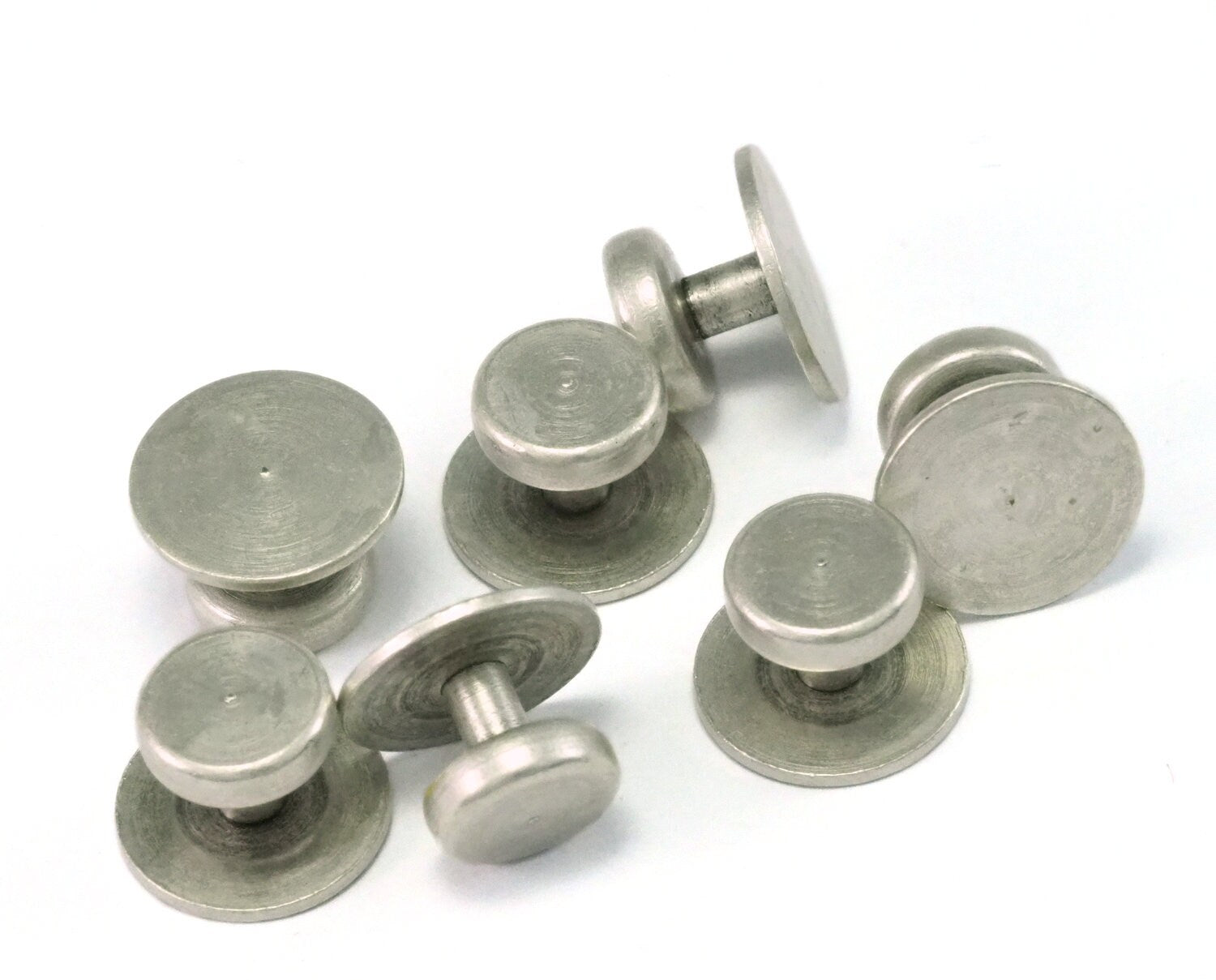 12x8mm Silver plated cufflink brass studs, shirt collar tuxedo stud, industrial 1008