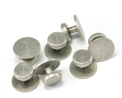 12x8mm Silver plated cufflink brass studs, shirt collar tuxedo stud, industrial 1008
