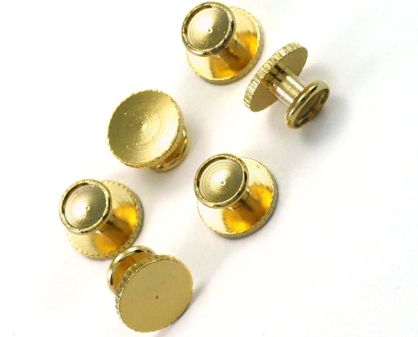 Brass cufflink, 12x8mm 7mm setting Gold plated Shirt Collar Tuxedo Stud 3677