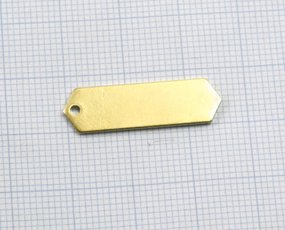 Elongated hexagon shape raw brass 26.5x8mm 0.8 Thickness stamping blank 1 hole tag pendant necklace 2076-135