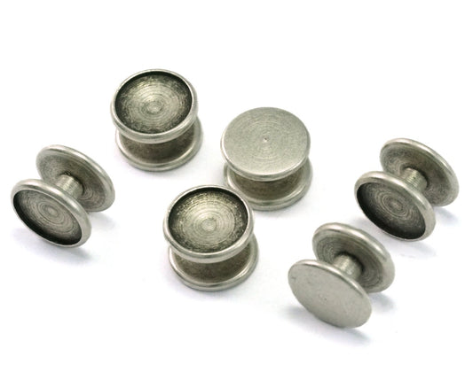 Cufflink studs, shirt collar tuxedo stud, 10x7mm Antique silver plated brass with 7.8mm setting CFL78 1393