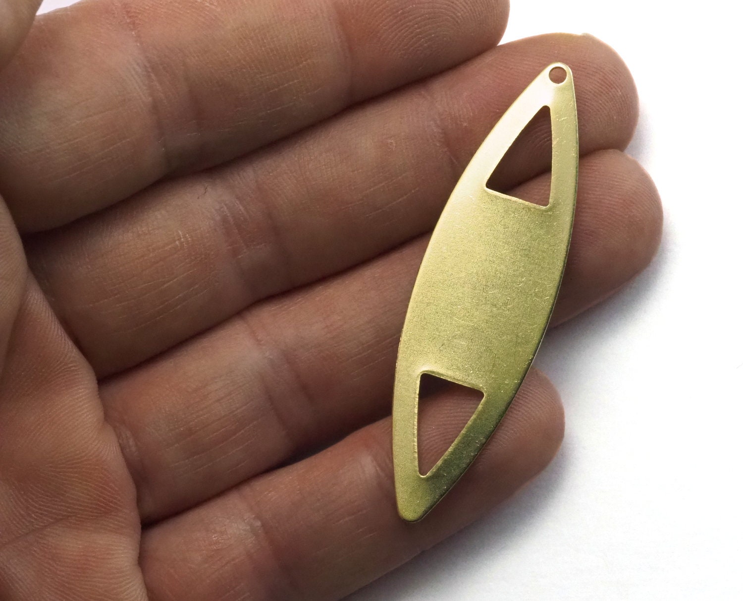 marquise raw brass 55x16mm 1 hole necklace ,charms, ,findings 2170-360