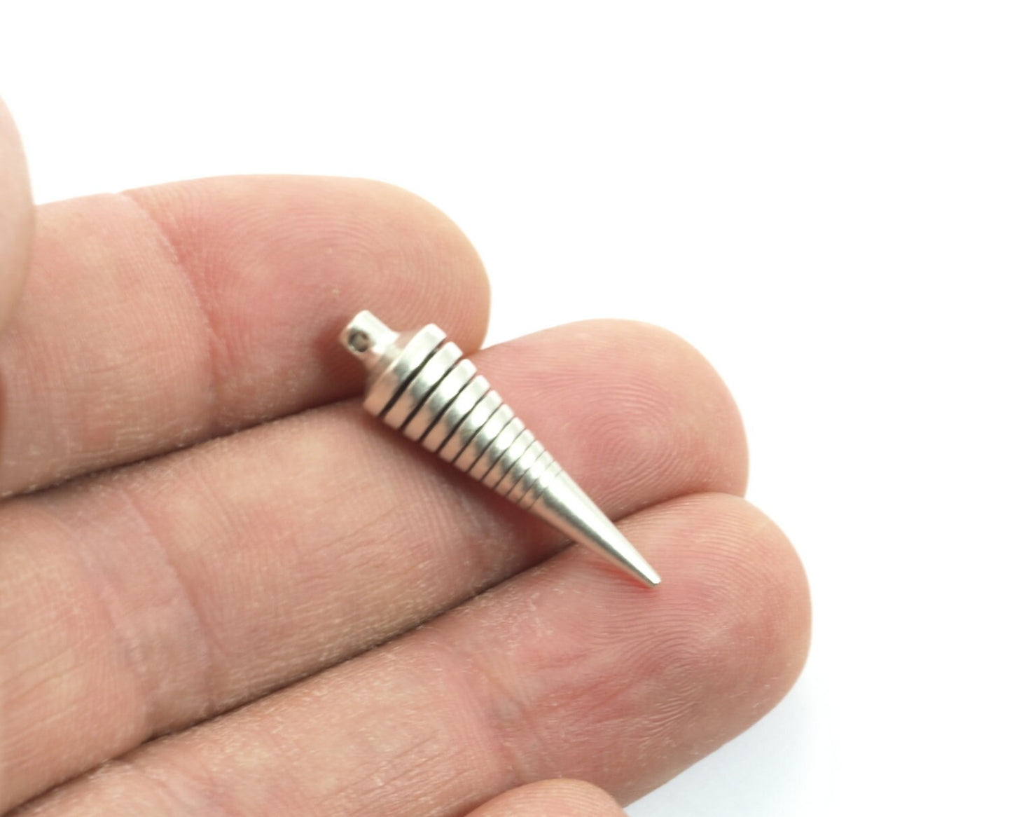 7,5x27mm 19/64"x1 1/16" Silver plated brass spike finding spacer (1mm 0,04" 18 gauge hole ) 1136