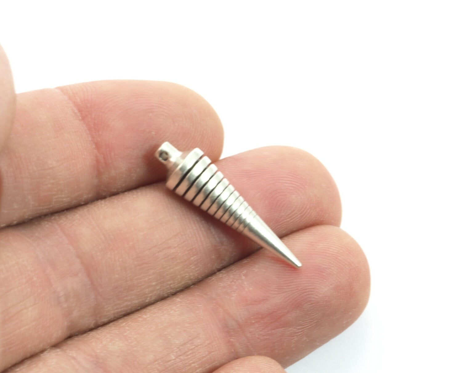 7,5x27mm 19/64"x1 1/16" Silver plated brass spike finding spacer (1mm 0,04" 18 gauge hole ) 1136