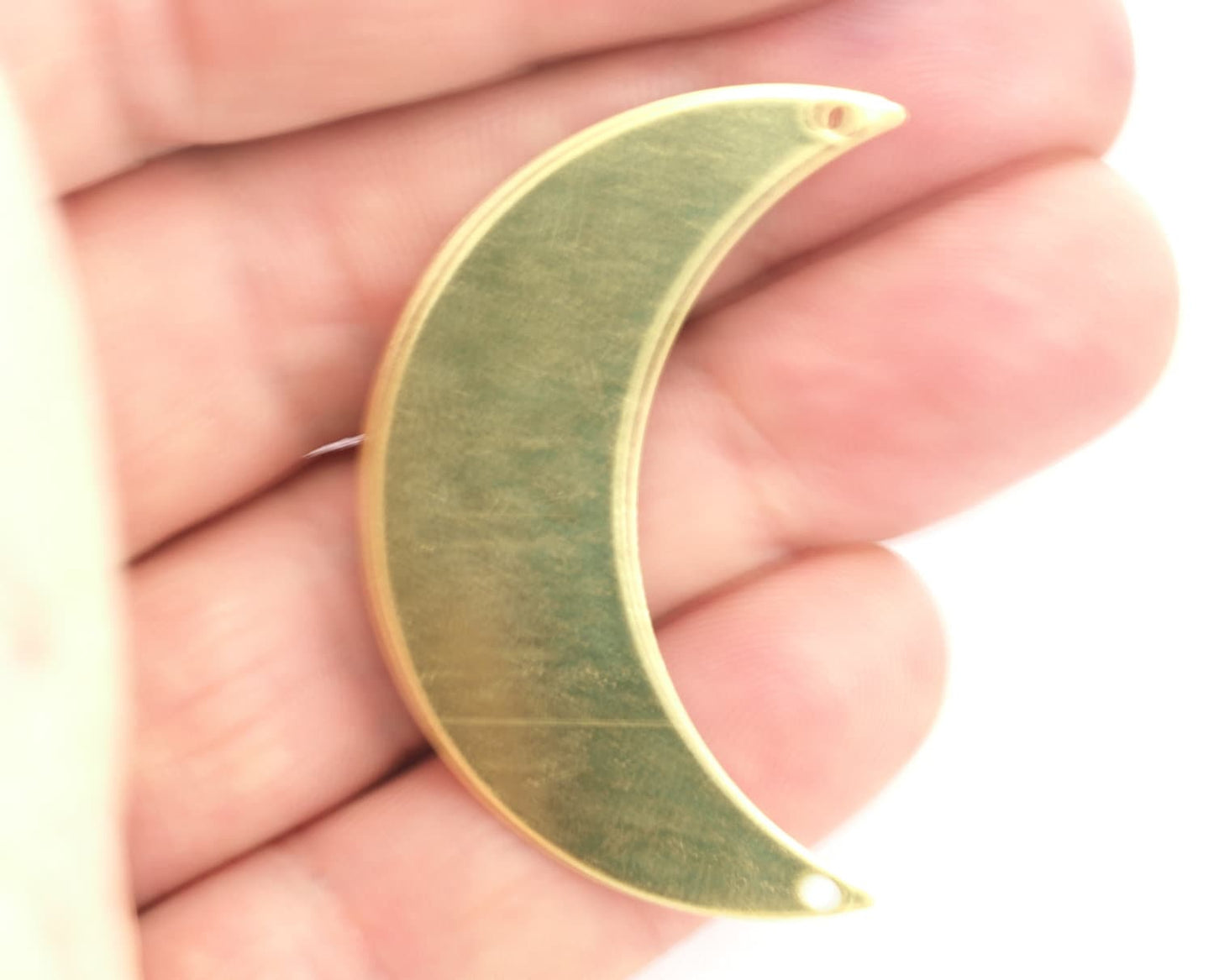 Crescent Moon 2 hole Connector tag 44mm (0.8mm thickness) (1.63mm hole)raw brass pendant Findings Charms 2097-410